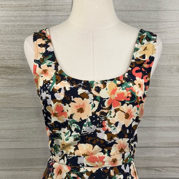 LUCCA COUTURE Fit & Flare Y2K Dress Navy Floral w Side Lacing-4 - Picture 2 of 4